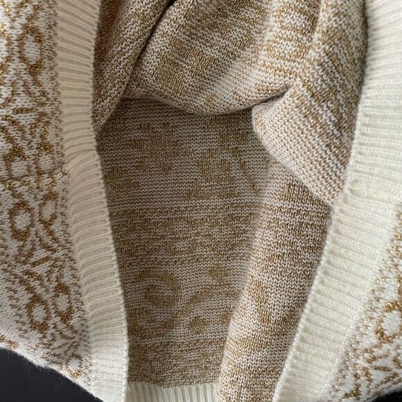 Women's Vintage Southern Lady Christmas Floral Sweater Gold Size Large 259 - Picture 6 of 7